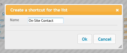 New Shortcut Dialog