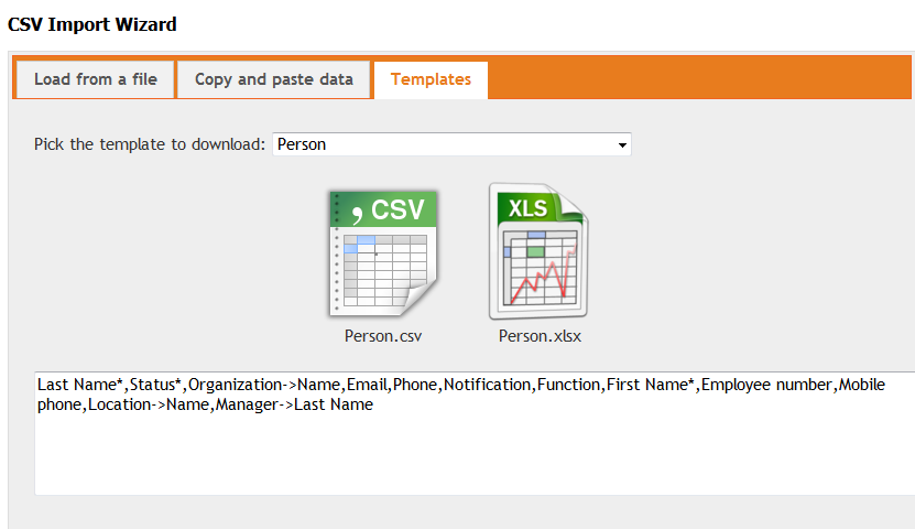 CSV Import Templates