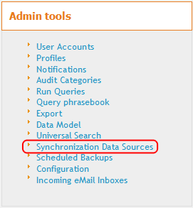 Admin Tools/Synchronization Data Sources