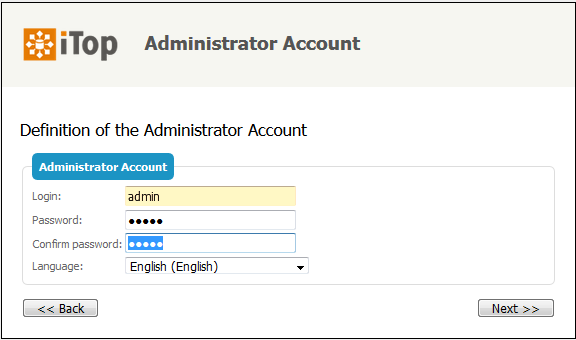 Step 5: Admin account