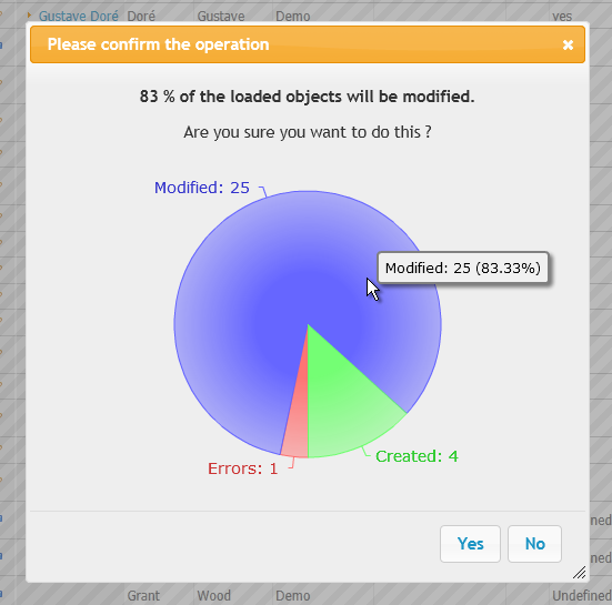 CSV Import confirmation dialog