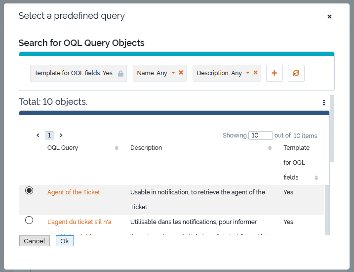 Search a predefined OQL