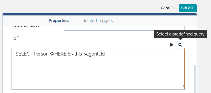 Notification icon to search for predefined queries