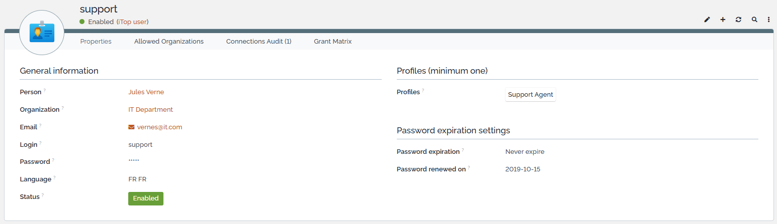 Details of a User Account