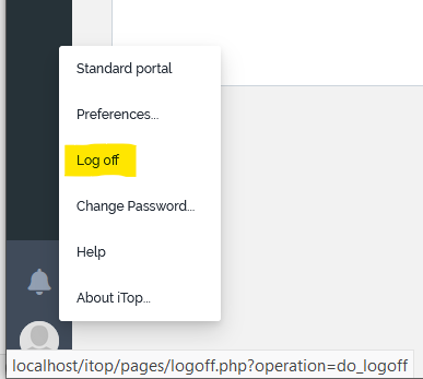 Log-off menu