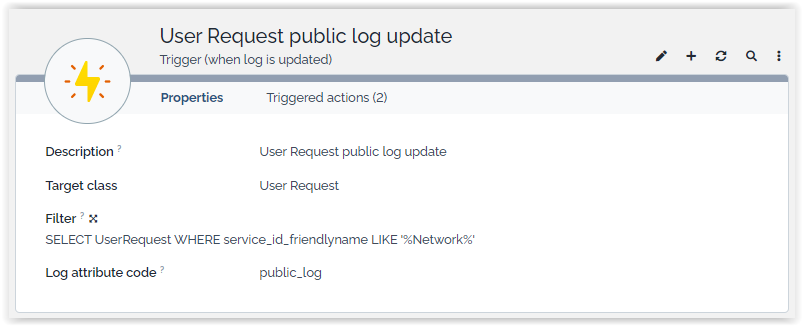 Example of a Trigger "on log update"
