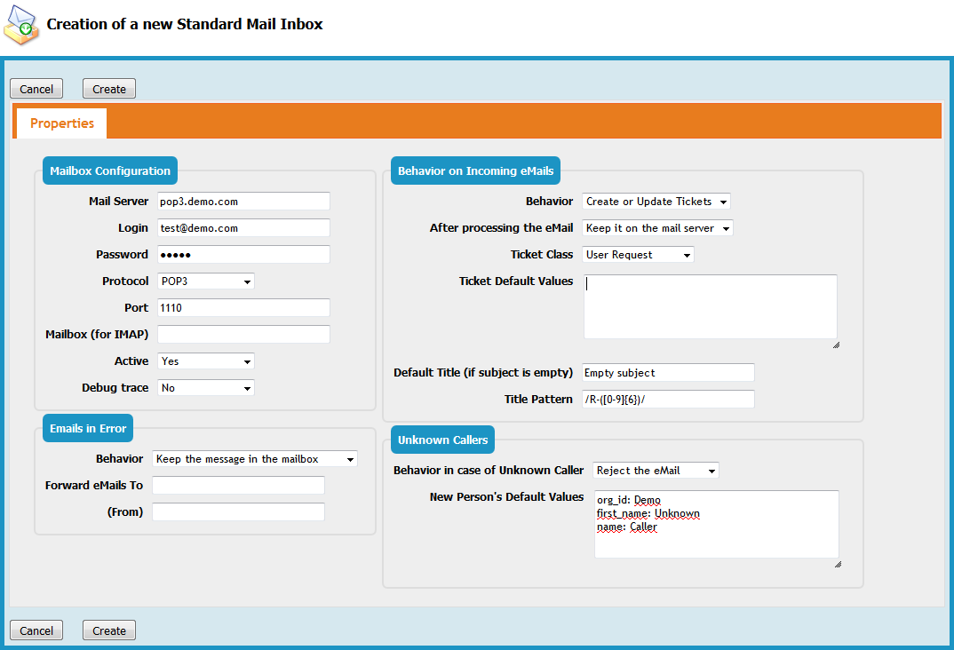 New mail inbox