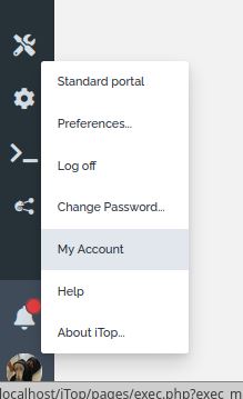 my account menu