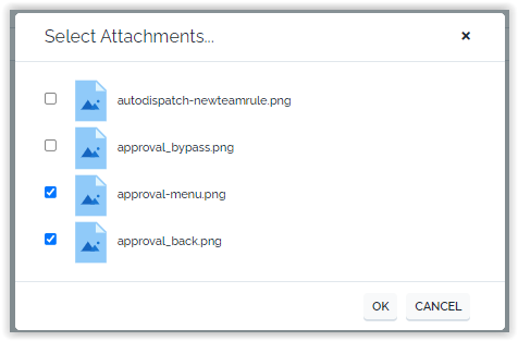 Attachments selection